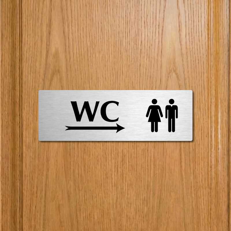 WC společné vpravo, 200x66mm, zlatá popiska s rámečkem